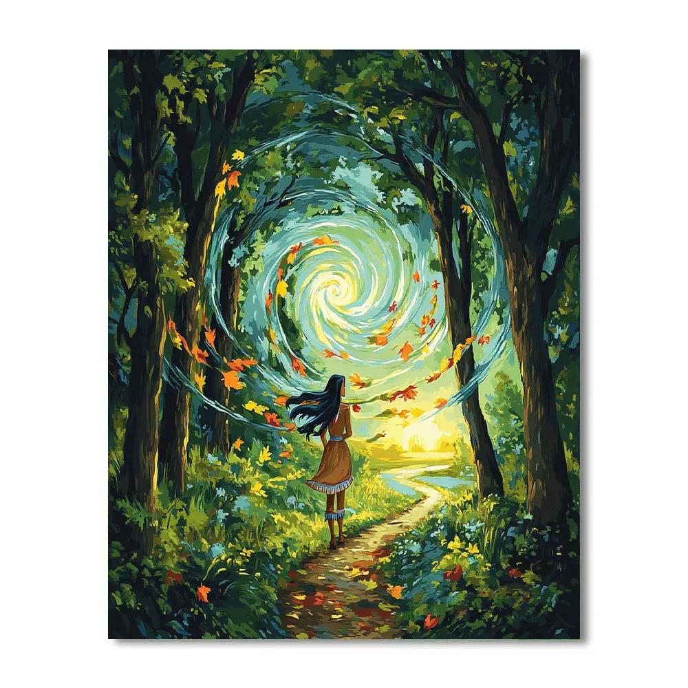 Pocahontas Wind Spiral Forest Trail paint by color