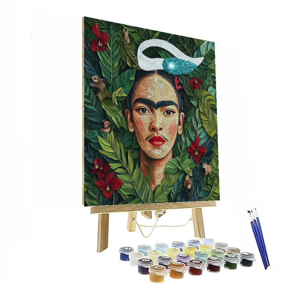 Frida Kahlo Inspired Botanical Self Portrait With Comet Number painting