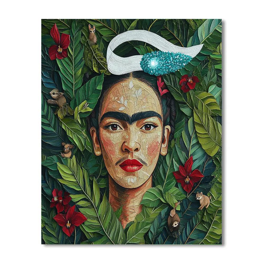 Frida Kahlo Inspired Botanical Self Portrait With Comet Number painting