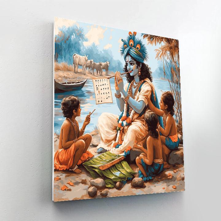 Krishna As The Riverbank Music Teacher paint by numbers
