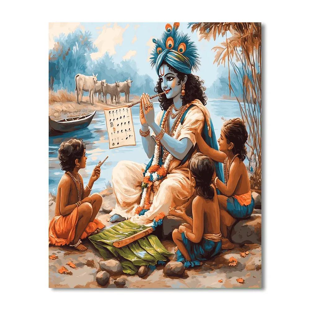 Krishna As The Riverbank Music Teacher paint by numbers
