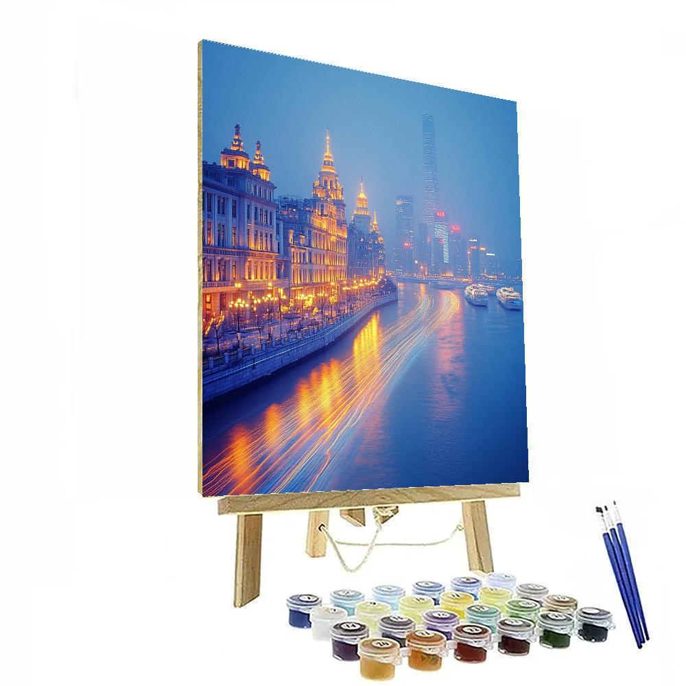 The Bund Night Skyline Across The Huangpu Shanghai China Paint by numbers kits