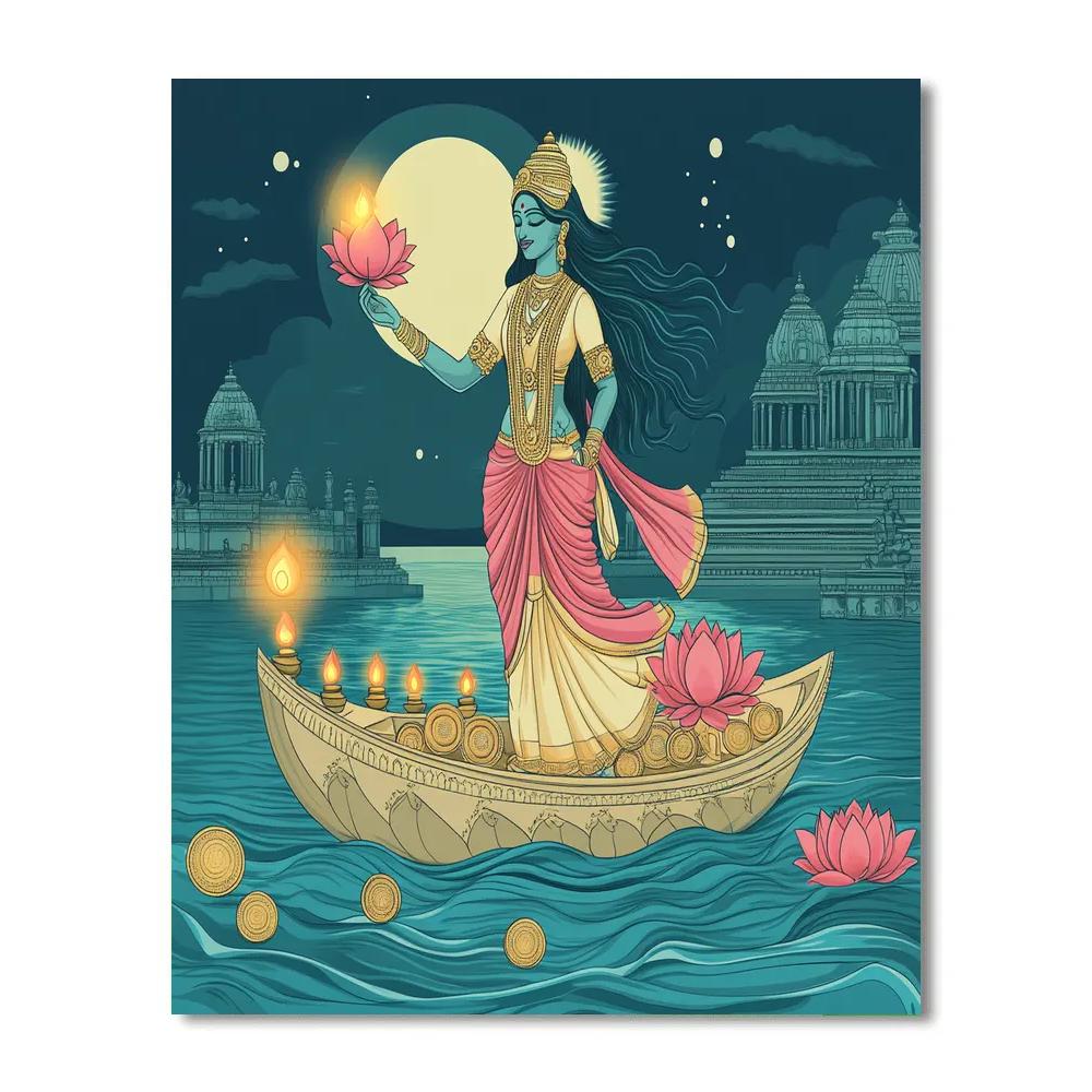 Harbor Lantern Offering With Lakshmi Paint by numbers kits