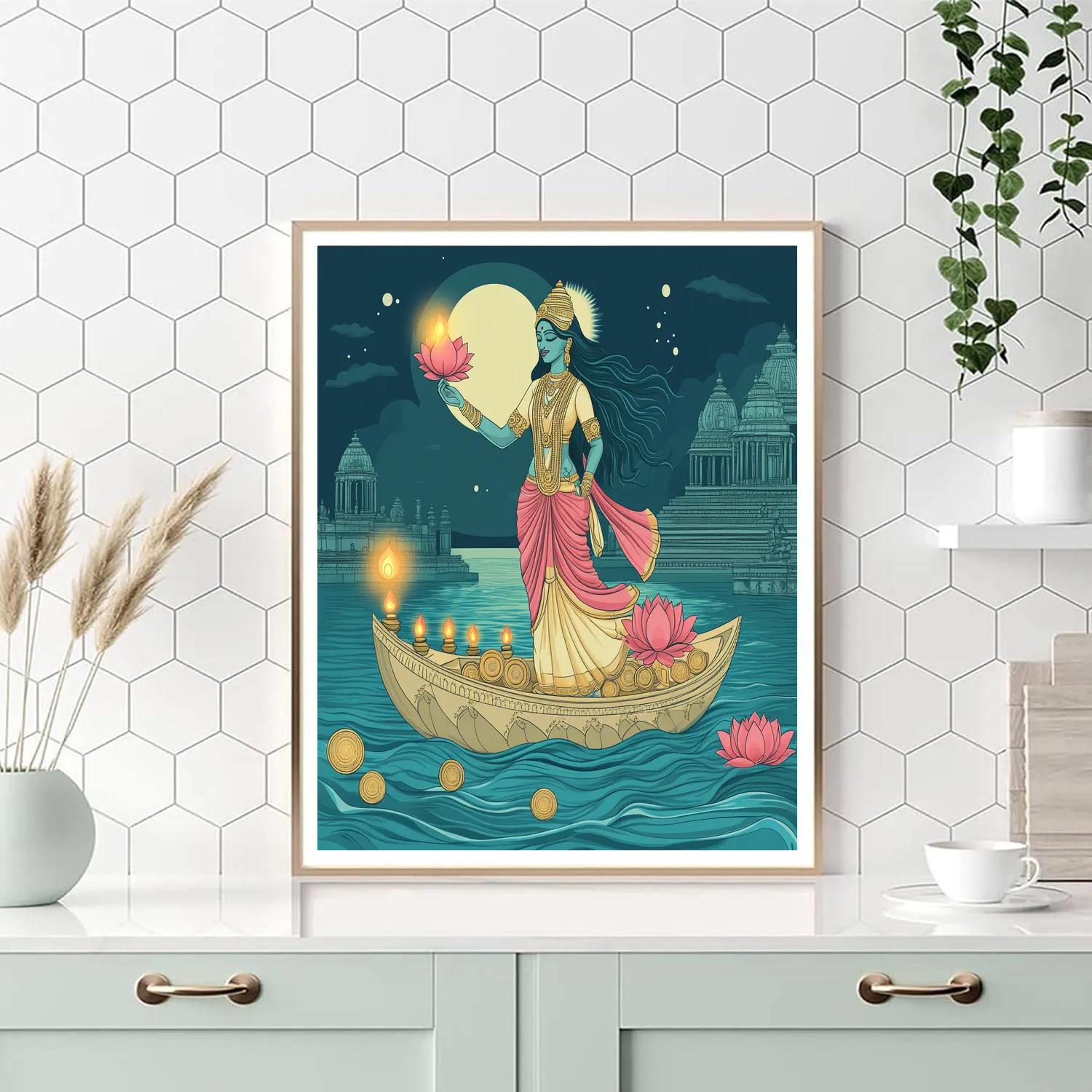 Harbor Lantern Offering With Lakshmi Paint by numbers kits