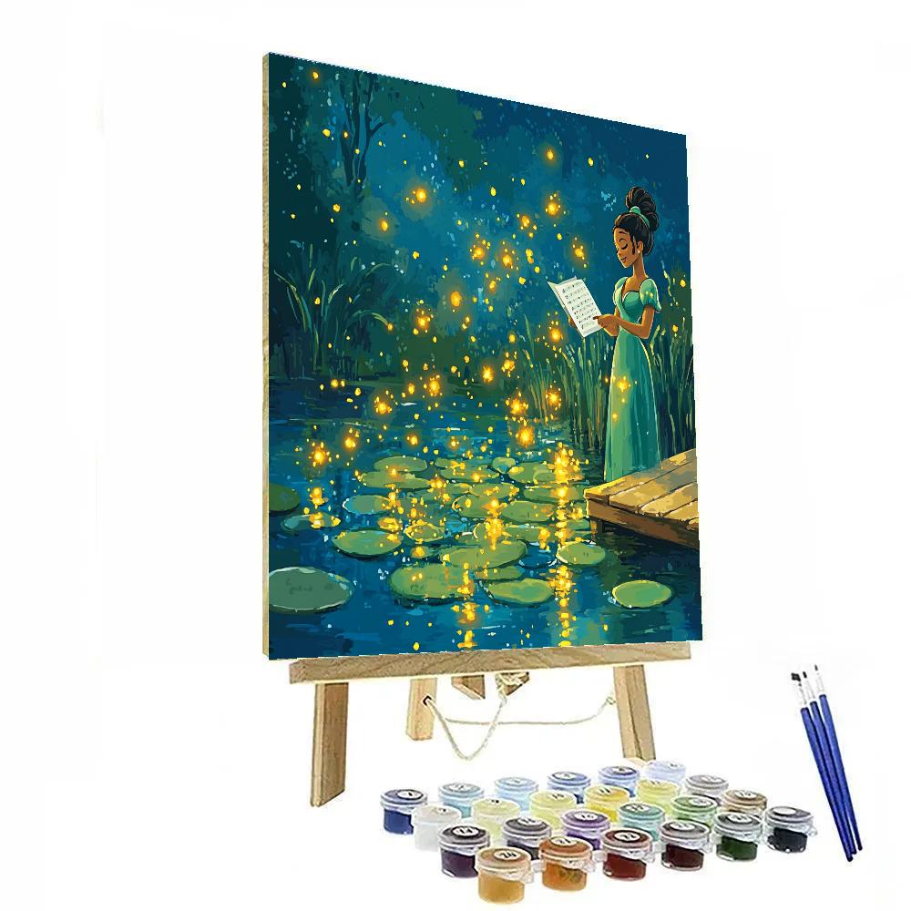 Tiana Firefly Jazz Evening Pond painting number kit