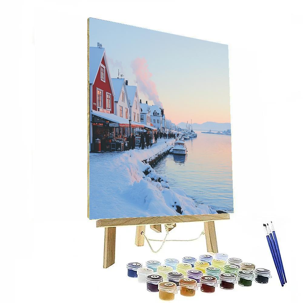 Ice Blue Harbor Front In Reykjavik Iceland paint by number