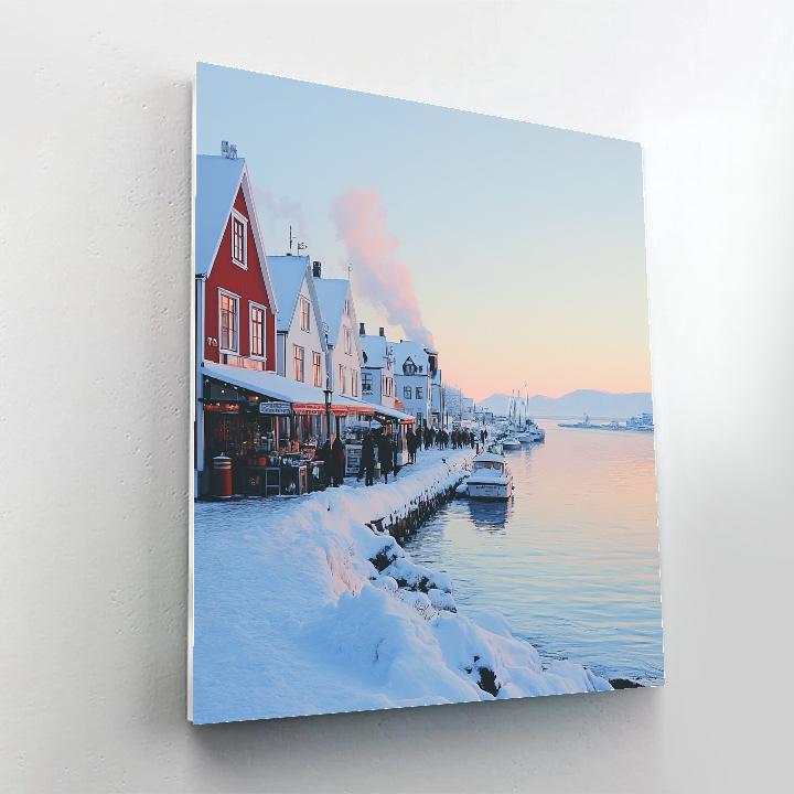 Ice Blue Harbor Front In Reykjavik Iceland paint by number