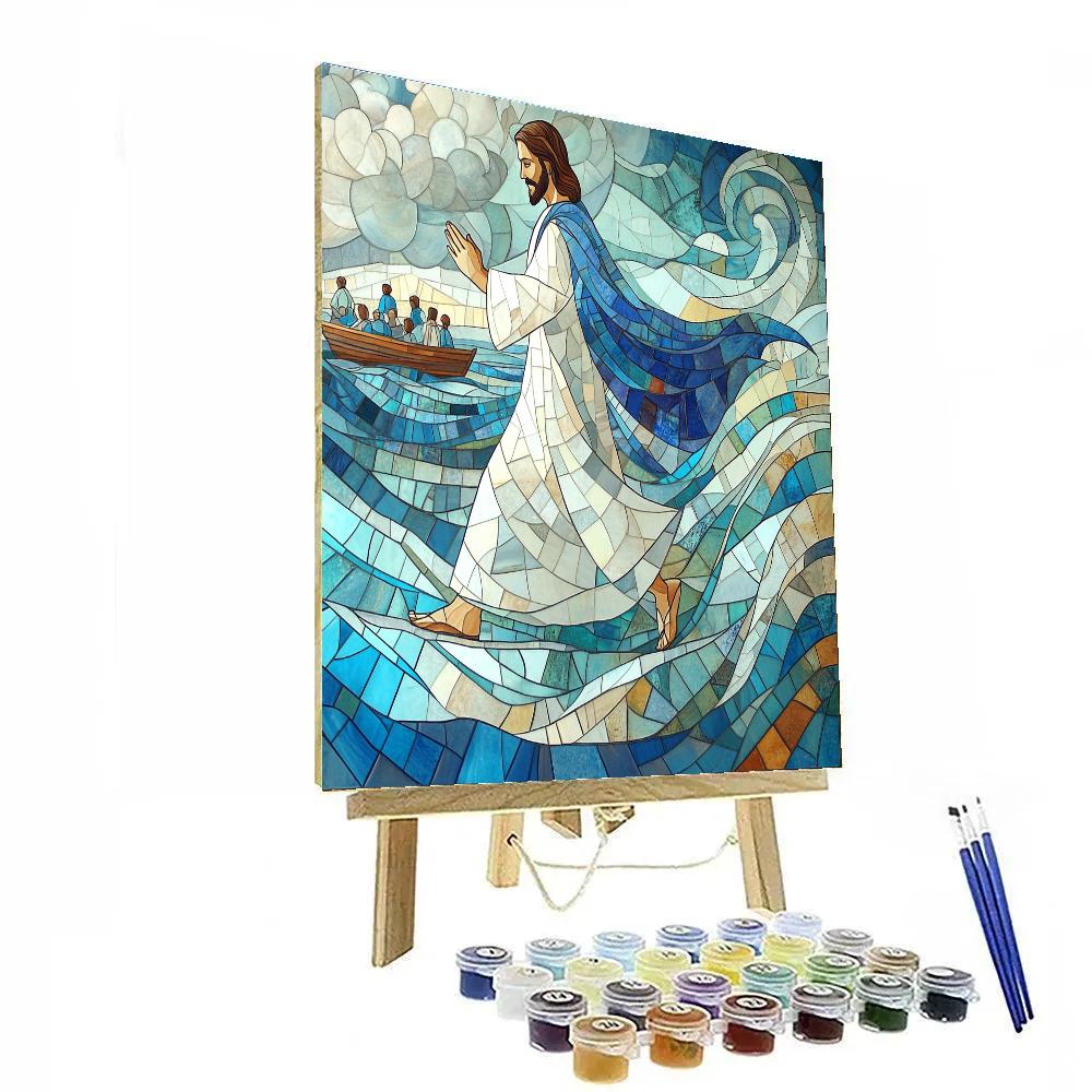 Sea Of Glass Jesus Walking Above Waves paint by numbers