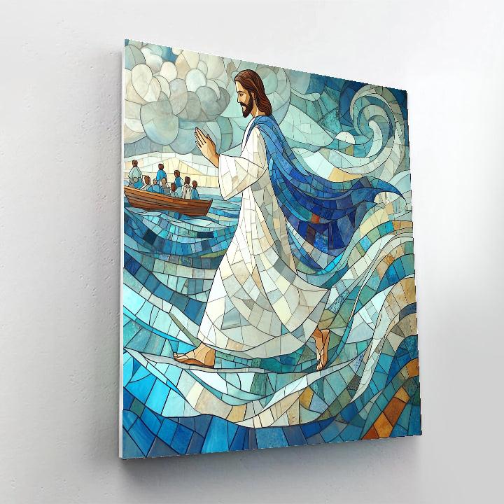 Sea Of Glass Jesus Walking Above Waves paint by numbers