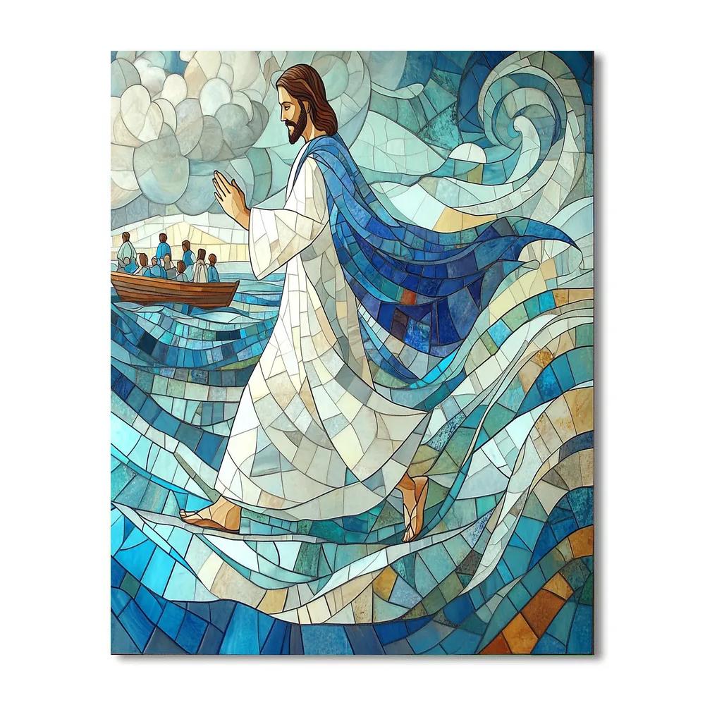 Sea Of Glass Jesus Walking Above Waves paint by numbers