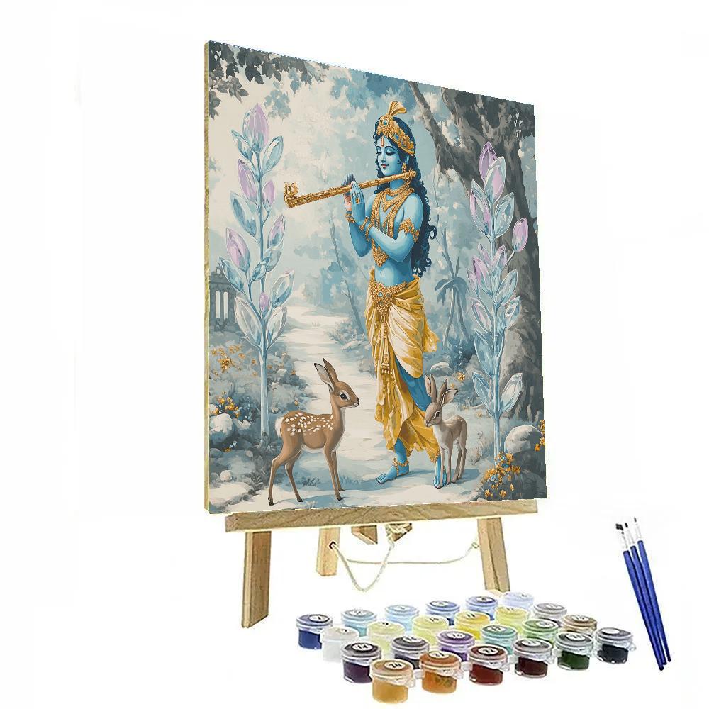Krishna In The Crystal Forest Of Vrindavan paint by number