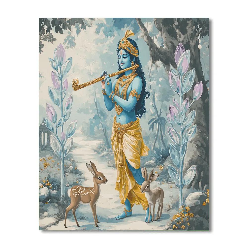 Krishna In The Crystal Forest Of Vrindavan paint by number