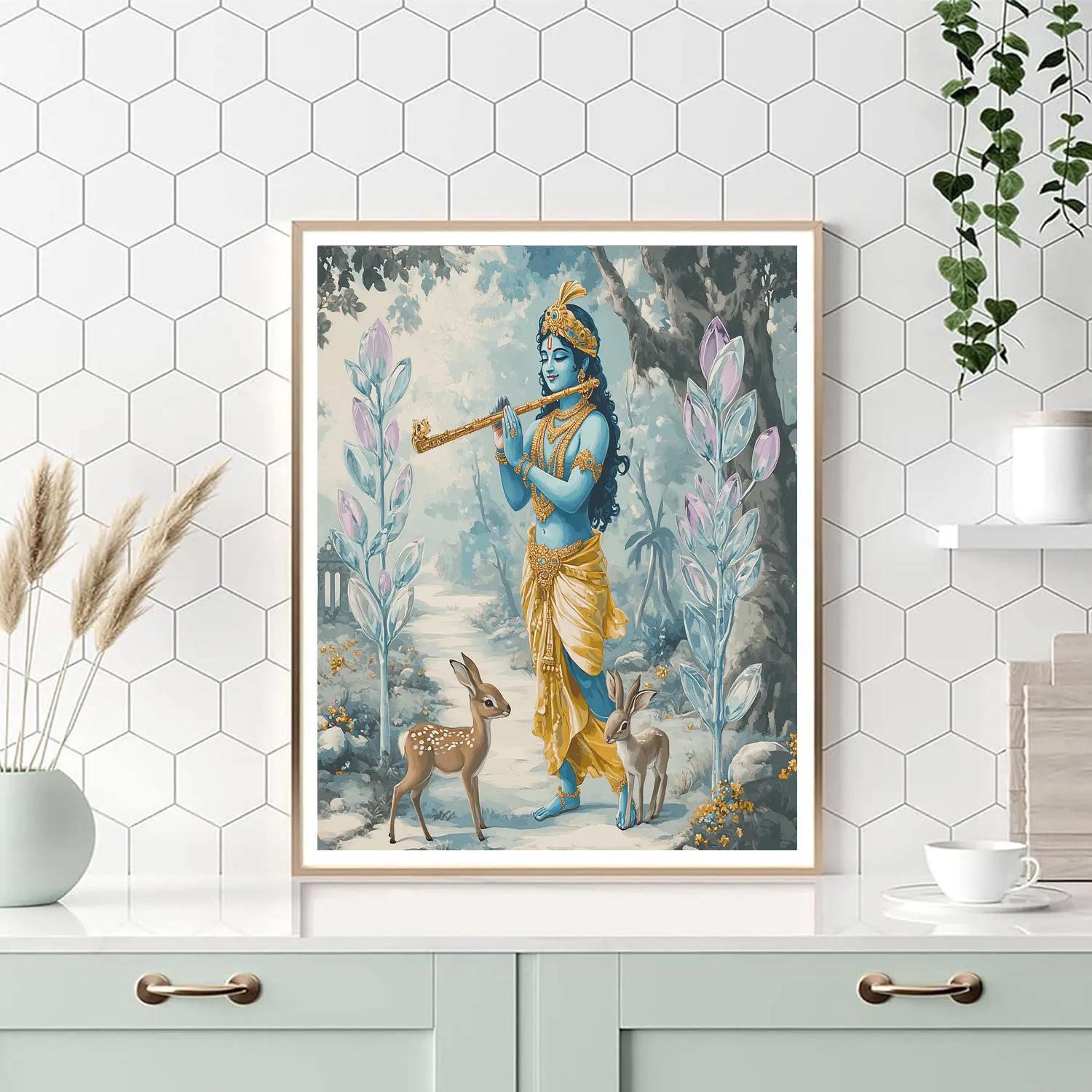 Krishna In The Crystal Forest Of Vrindavan paint by number