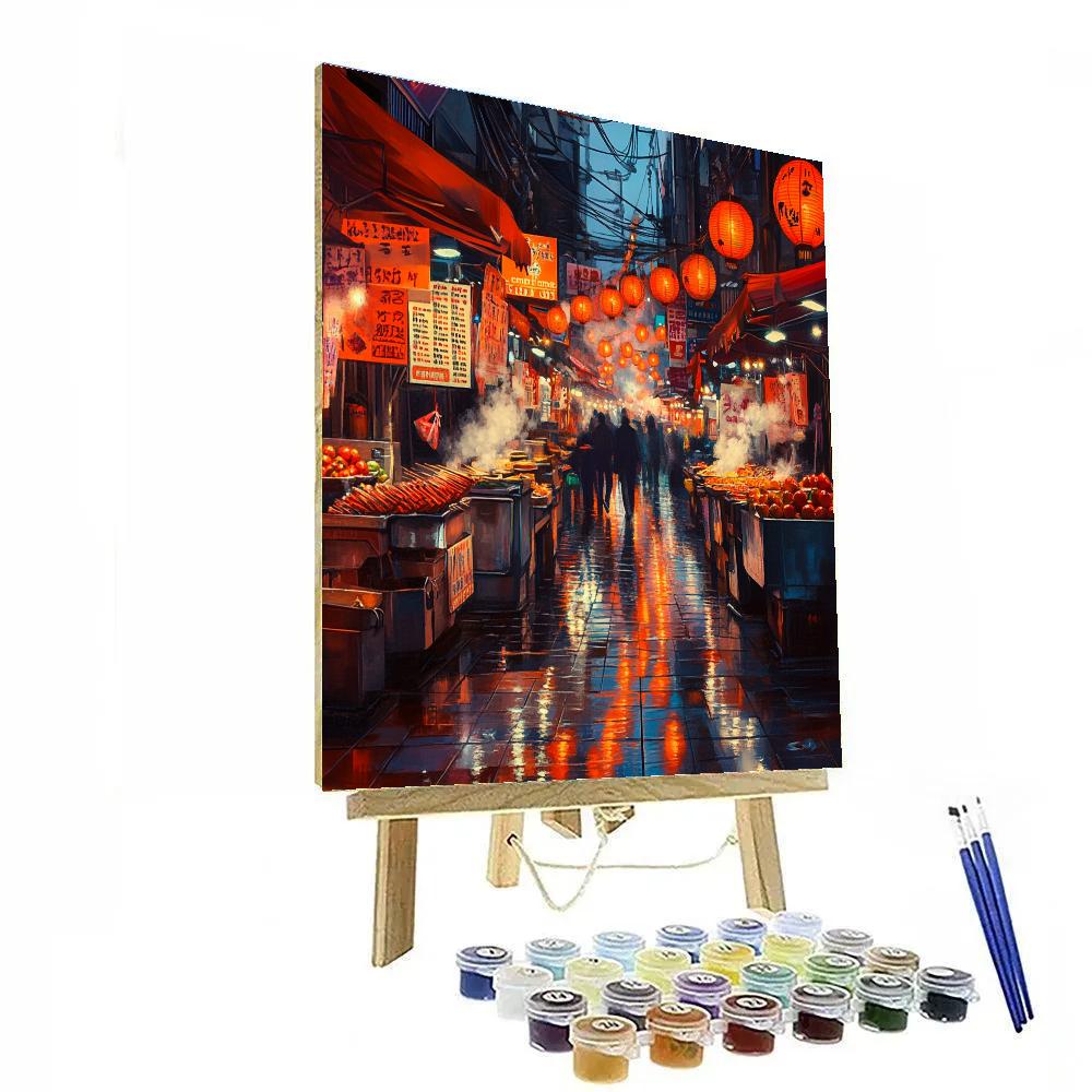 Lantern Lit Night Market Alley Taipei Taiwan Number painting