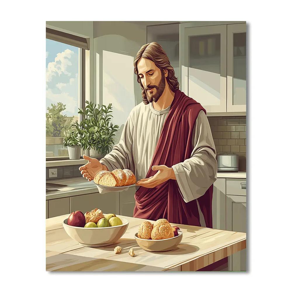 Jesus Table Blessing In A Modern Kitchen Numbered painting kits