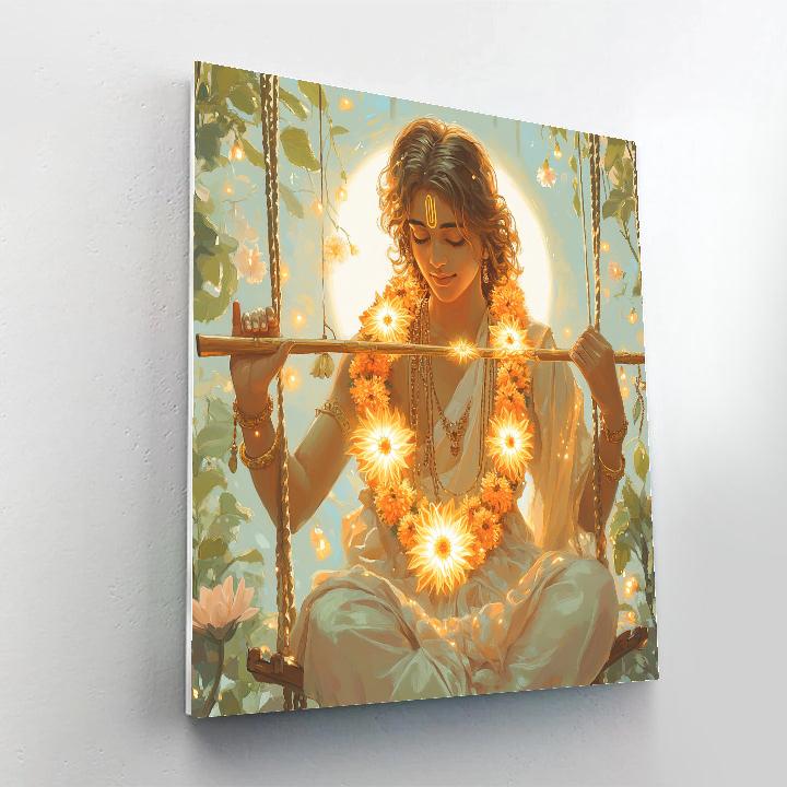 Krishna Weaving A Garland Of Sunrise DIY paint by numbers