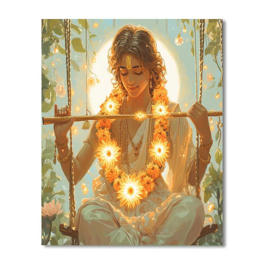 Krishna Weaving A Garland Of Sunrise DIY paint by numbers