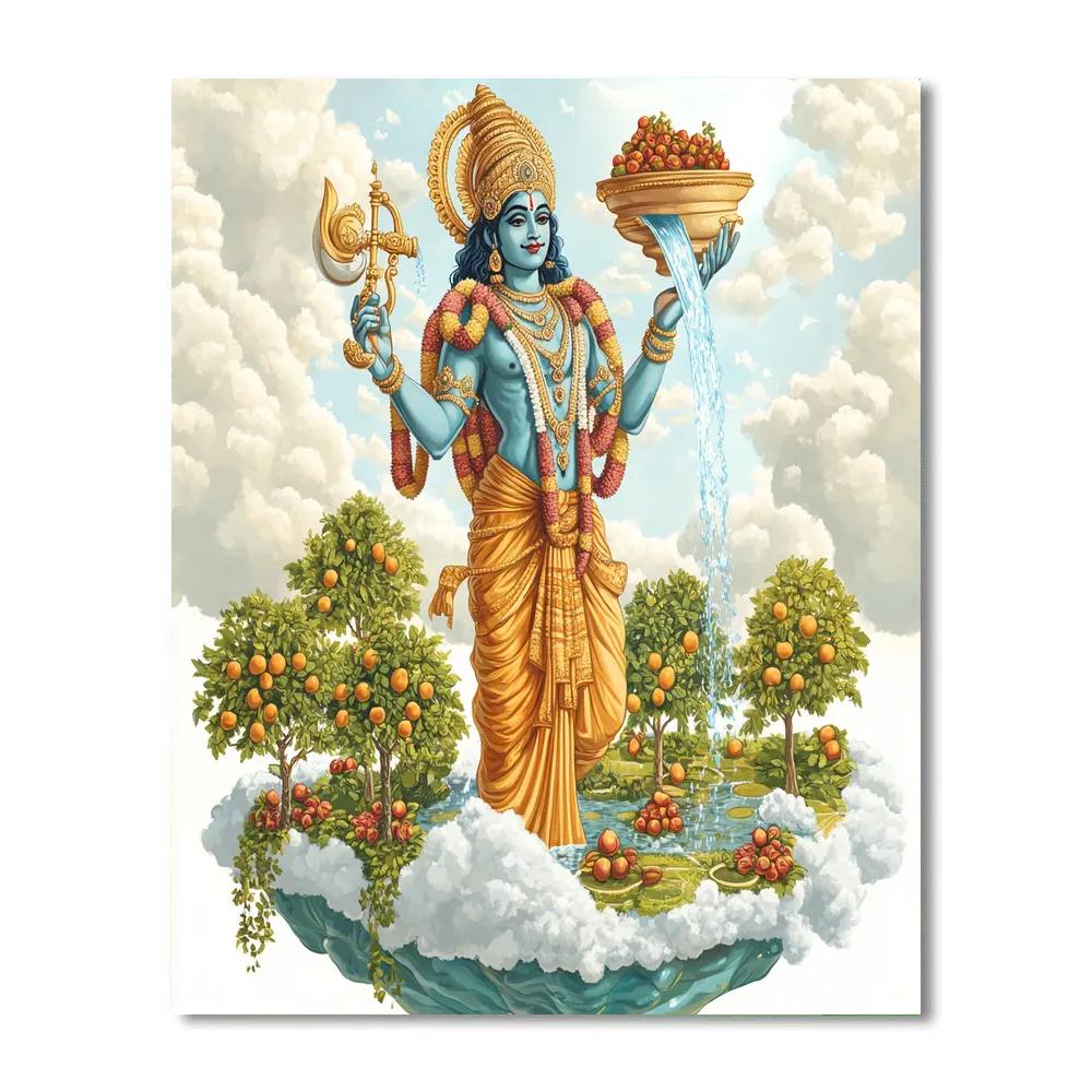 Vishnu Blessing A Floating Island Orchard paint by numbers