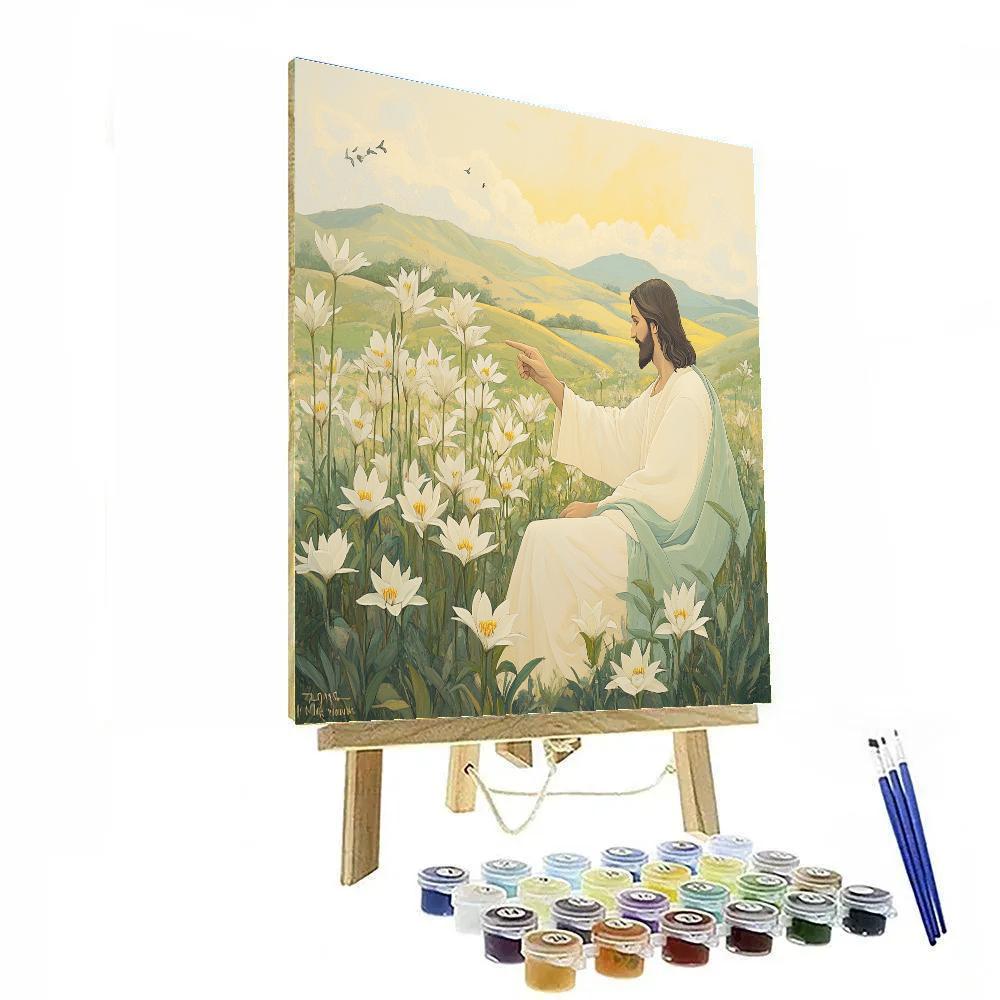 Jesus And The Lily Field Of Gentle Light paint by number