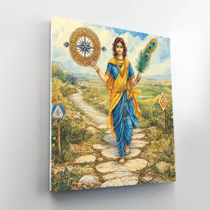 Krishna And The Compass Of Dharma paint by color