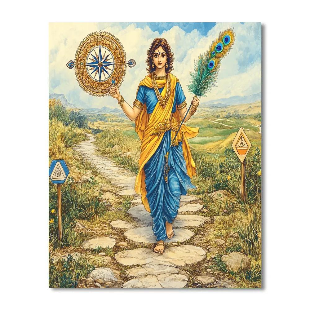 Krishna And The Compass Of Dharma paint by color