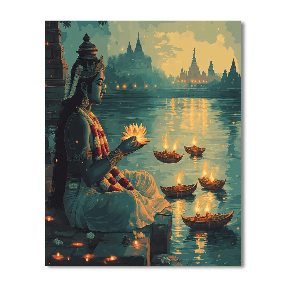 Vishnu And The River Of Light Offerings Paint by numbers art