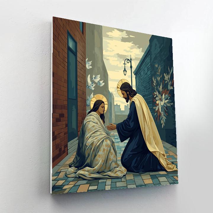 Jesus Healing Light In A City Alley Numbered painting kits