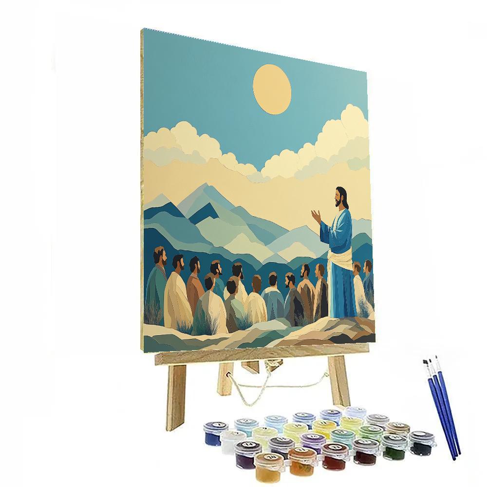 Mountain Sermon With Jesus And Paper Sky Number painting