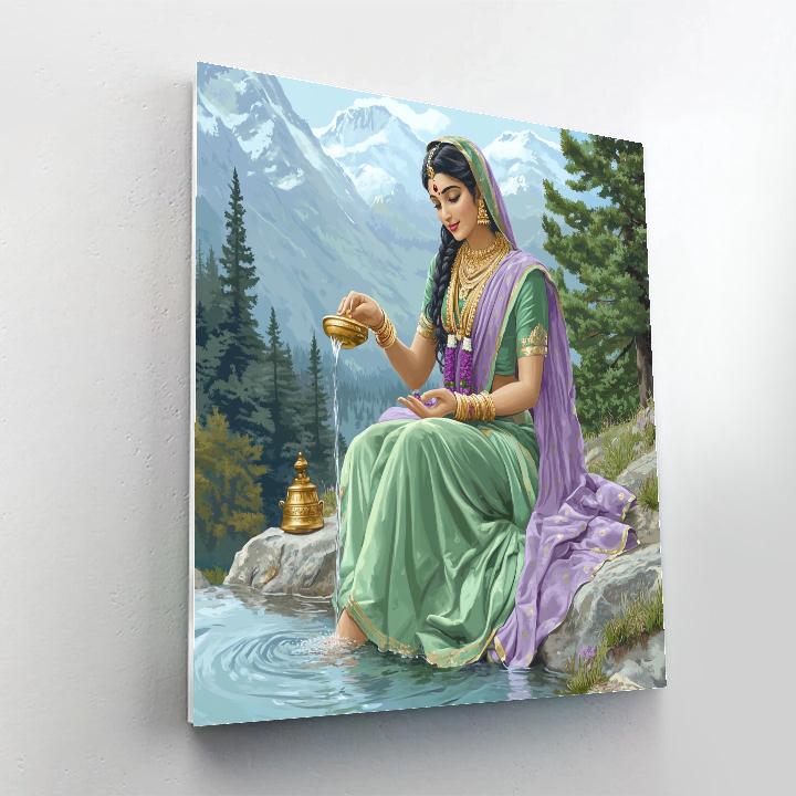 Mountain Spring With Parvati Serenity Painting by numbers kit