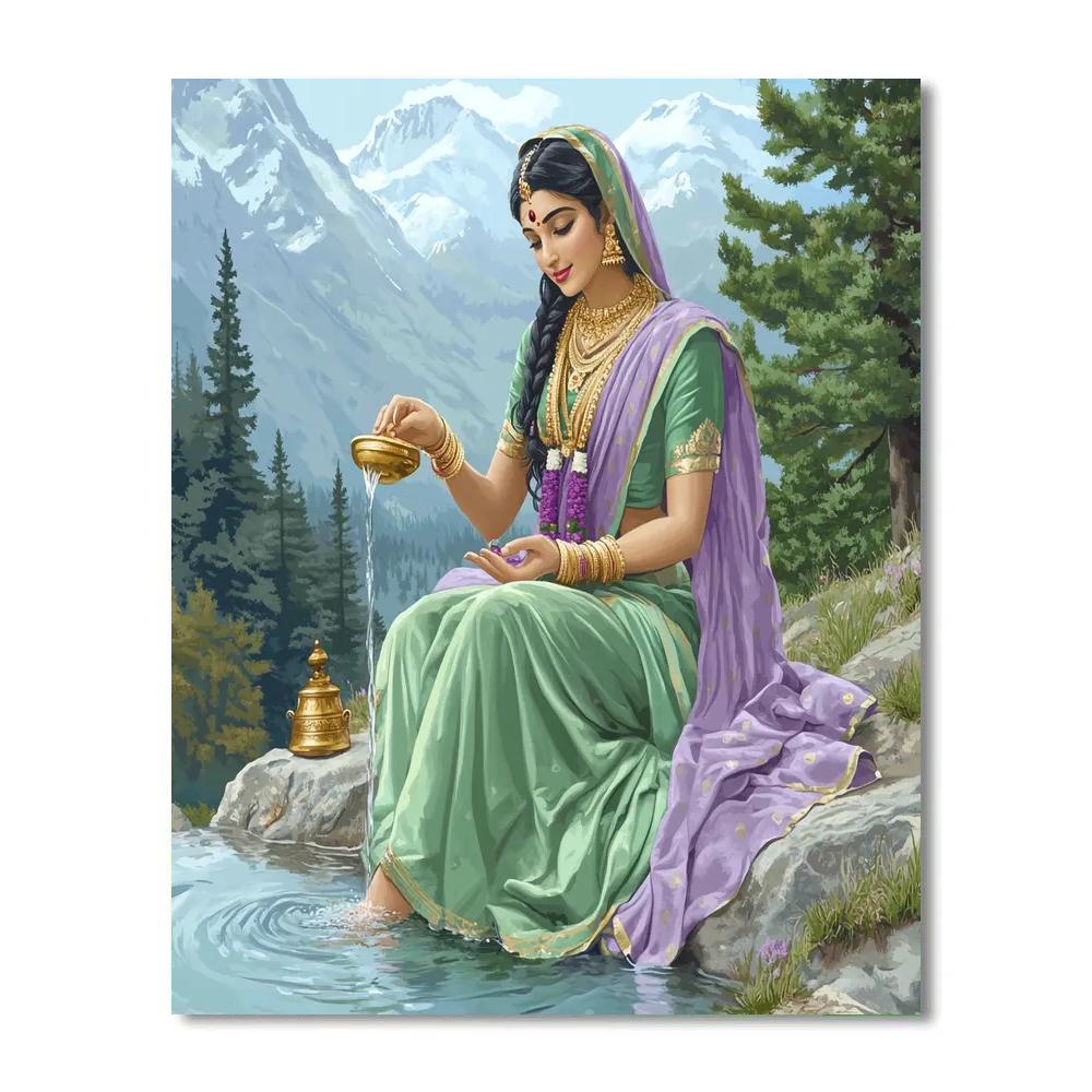 Mountain Spring With Parvati Serenity Painting by numbers kit