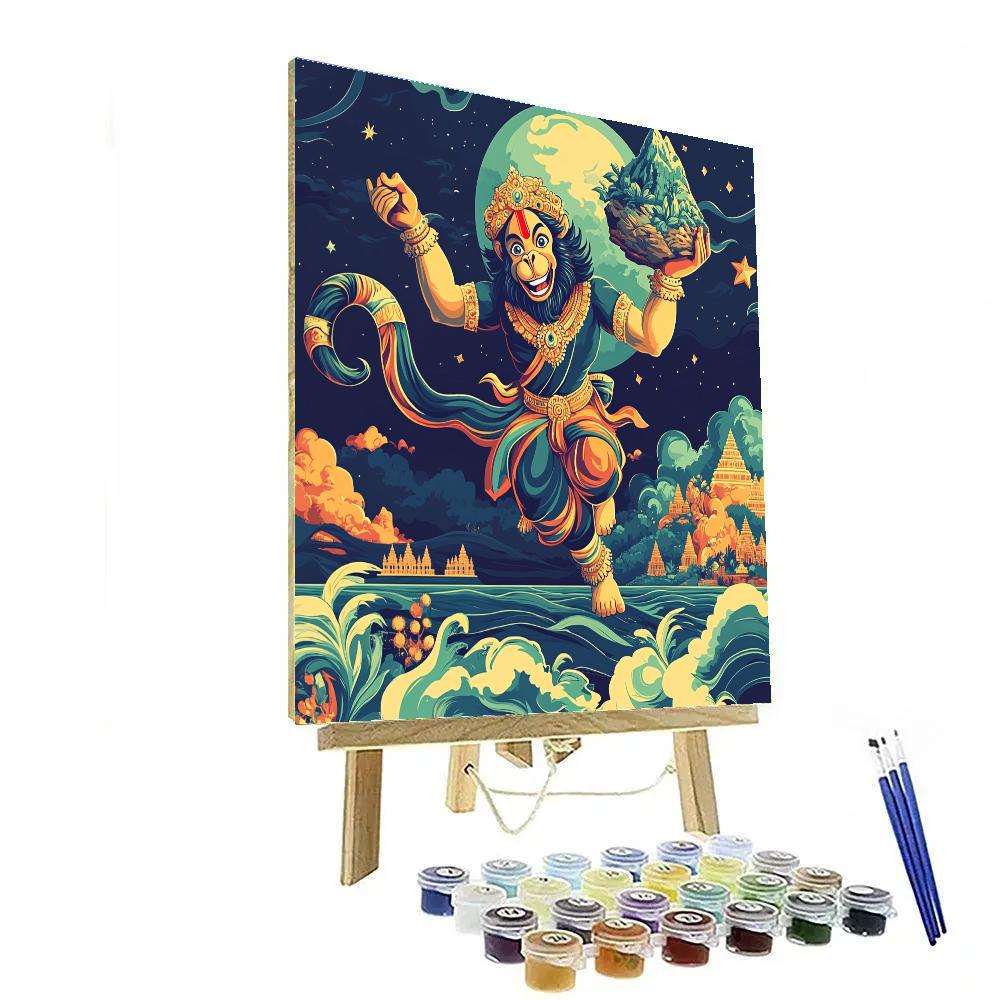 Hanuman Moonlit Herb Mountain Courier Paint by numbers art