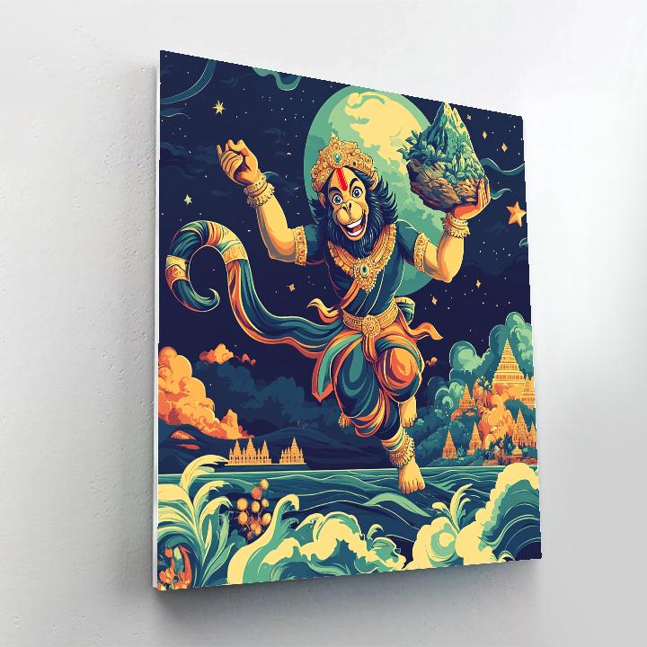 Hanuman Moonlit Herb Mountain Courier Paint by numbers art