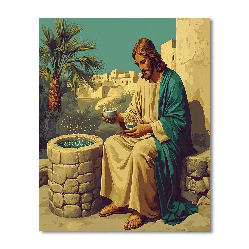 Jesus At The Well, Water Like Constellations Paint by numbers art