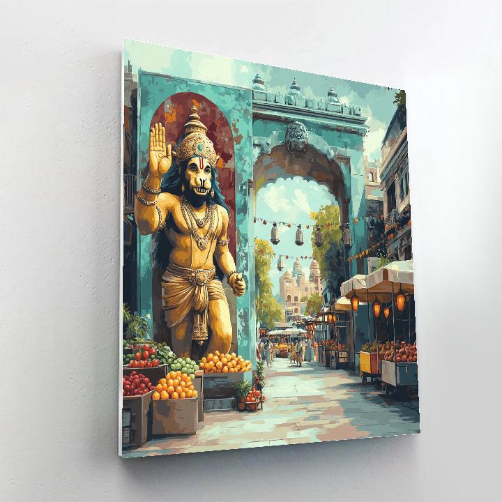 City Gate Guardian With Hanuman Fresco Numbered painting kits