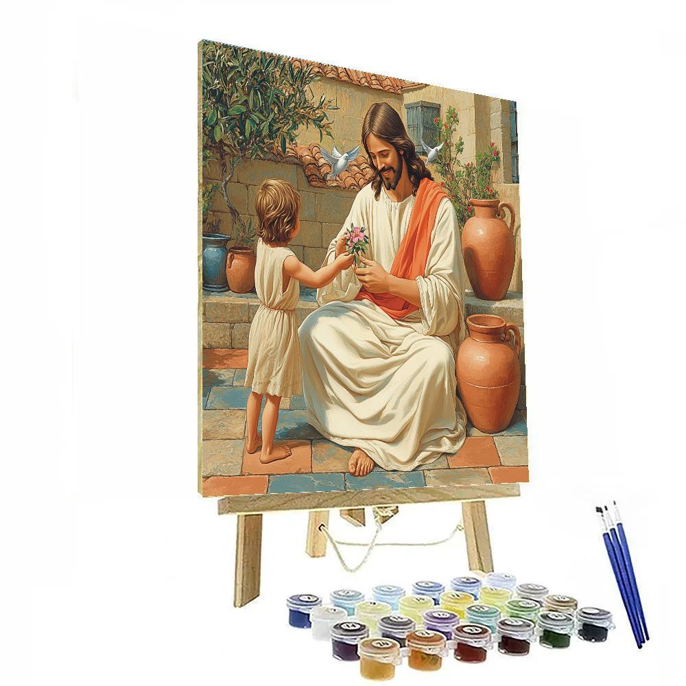 Jesus Child Blessing In A Sunlit Courtyard Paint by numbers kits