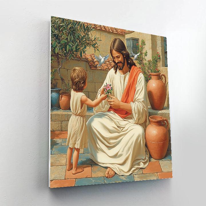 Jesus Child Blessing In A Sunlit Courtyard Paint by numbers kits