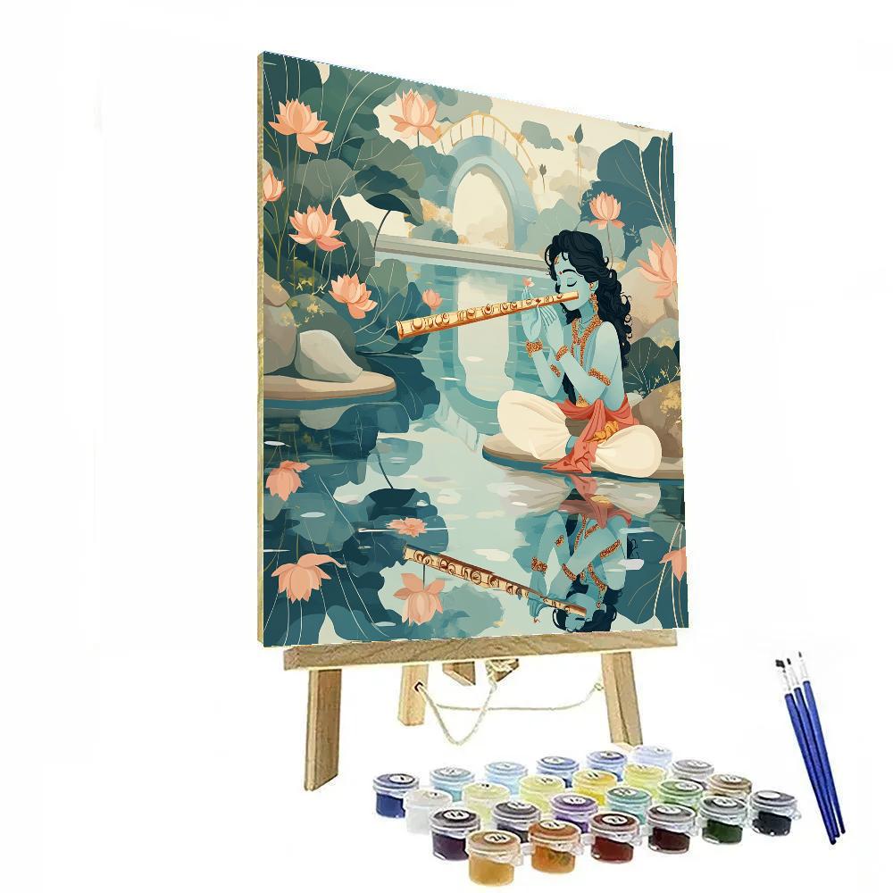 Krishna And The Mirror Pond Of Many Flutes paint by number