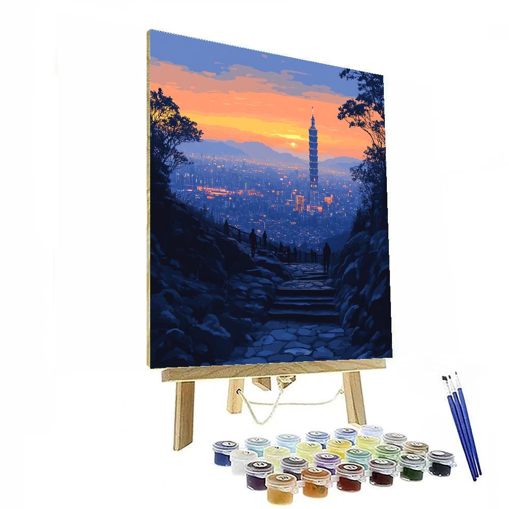 Skyline View From Taipei Elephant Mountain Trail Taipei Taiwan Numbered painting kits