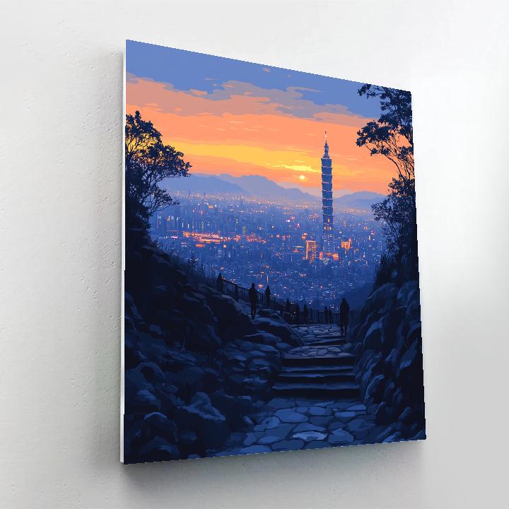 Skyline View From Taipei Elephant Mountain Trail Taipei Taiwan Numbered painting kits