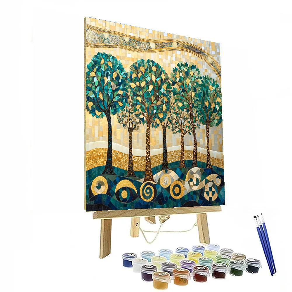 Gustav Klimt Inspired Gilded Aurora Grove Numbered painting kits