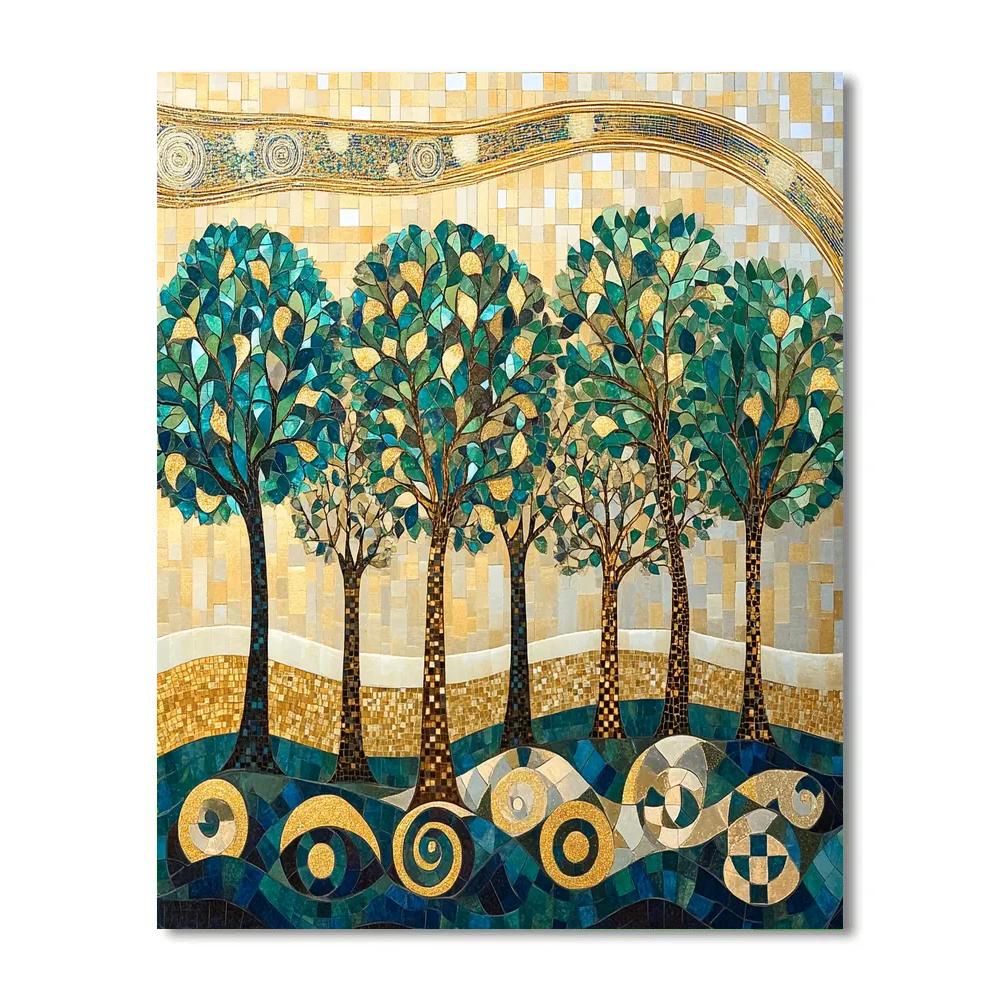 Gustav Klimt Inspired Gilded Aurora Grove Numbered painting kits