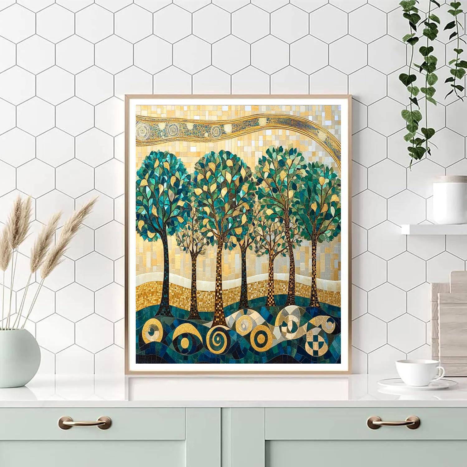 Gustav Klimt Inspired Gilded Aurora Grove Numbered painting kits