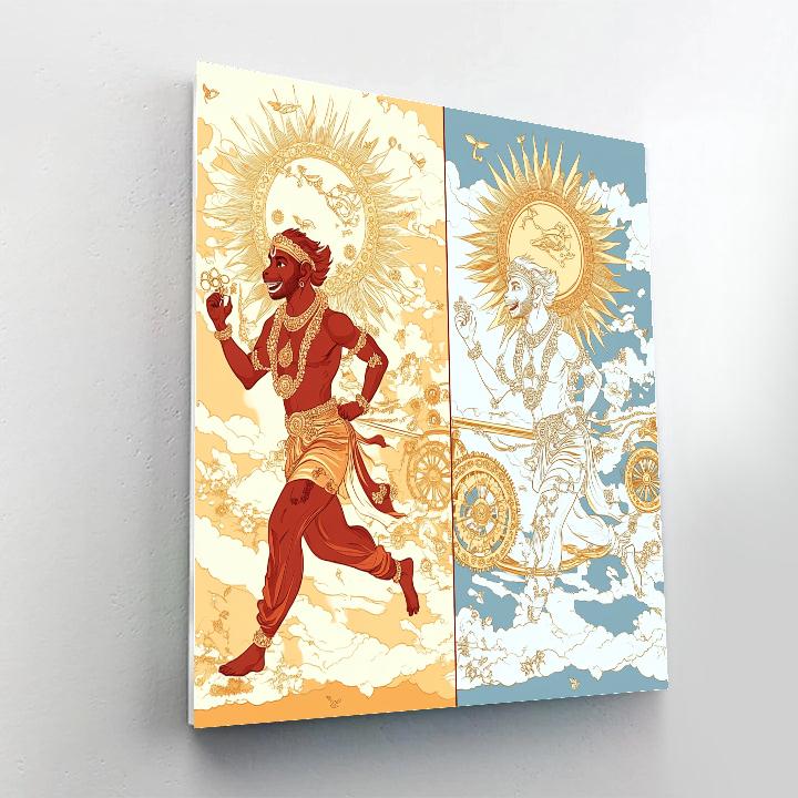 Hanuman And The Clockwork Sun Chariot DIY paint by numbers