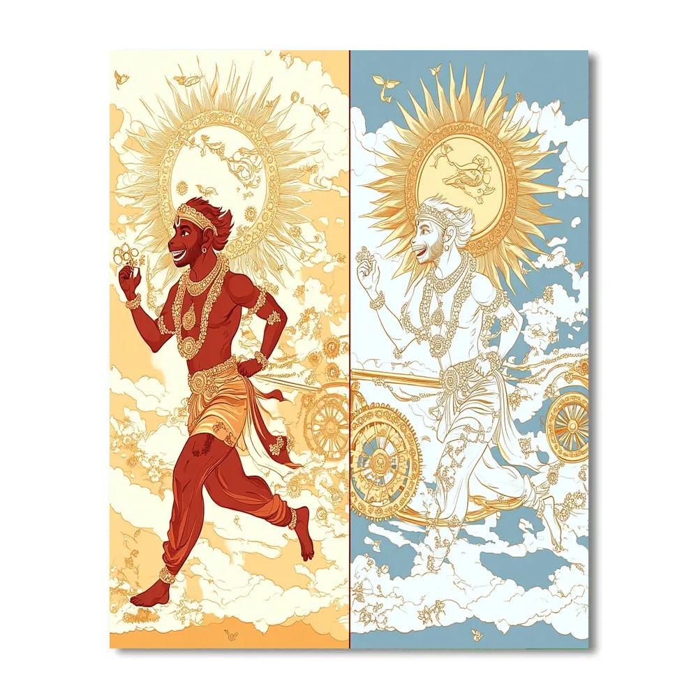 Hanuman And The Clockwork Sun Chariot DIY paint by numbers