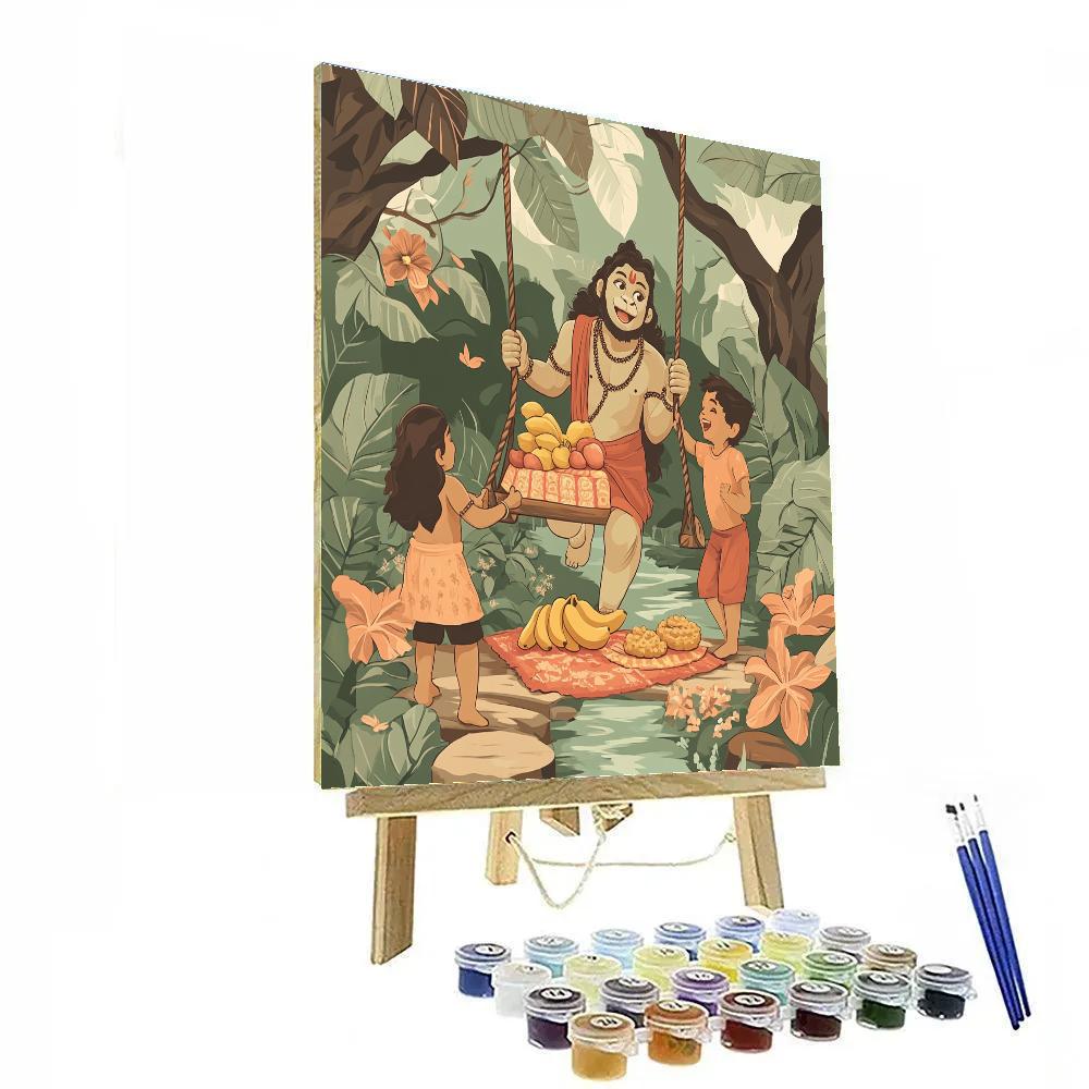 Forest Swing Picnic In Hanuman Style Painting by numbers kit