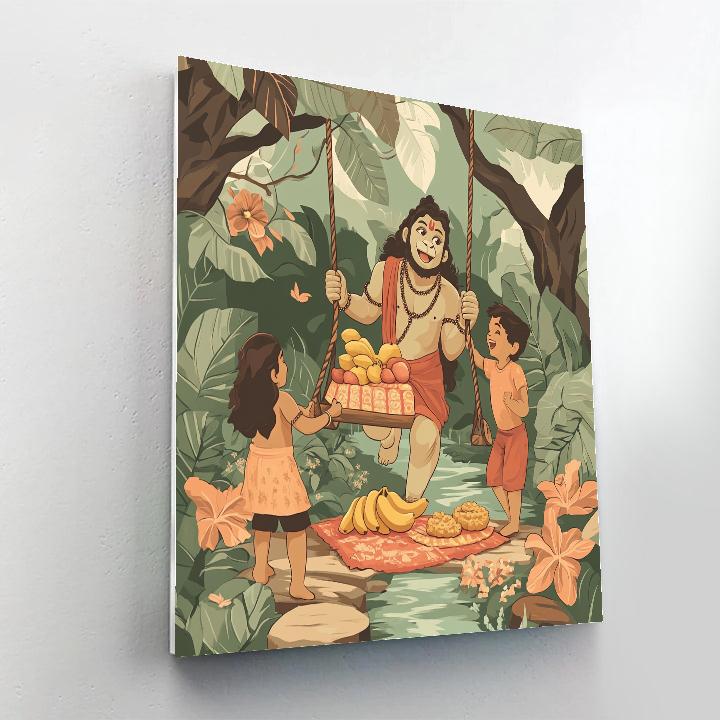 Forest Swing Picnic In Hanuman Style Painting by numbers kit
