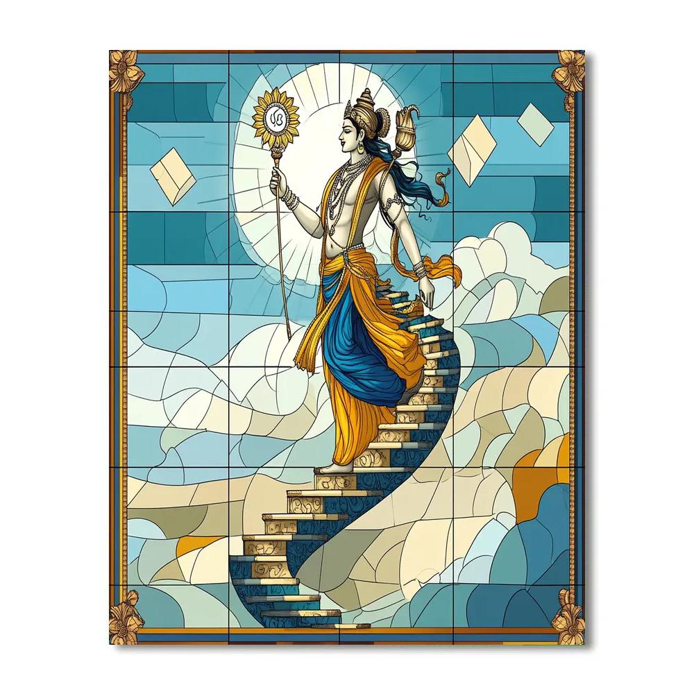 Vishnu And The Spiral Stair Of Dharma Number painting