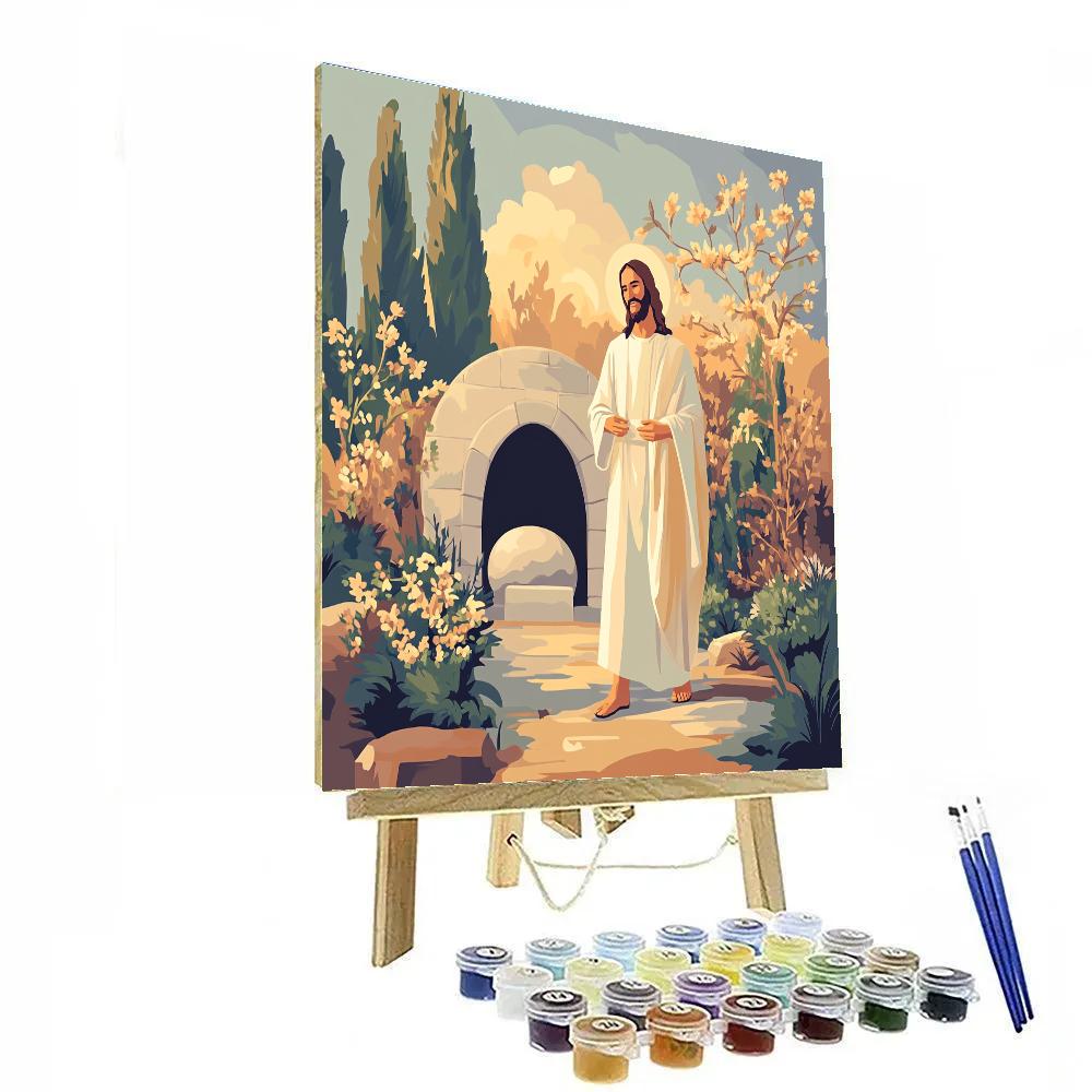 Jesus Resurrection Garden With Dawn Geometry paint by number