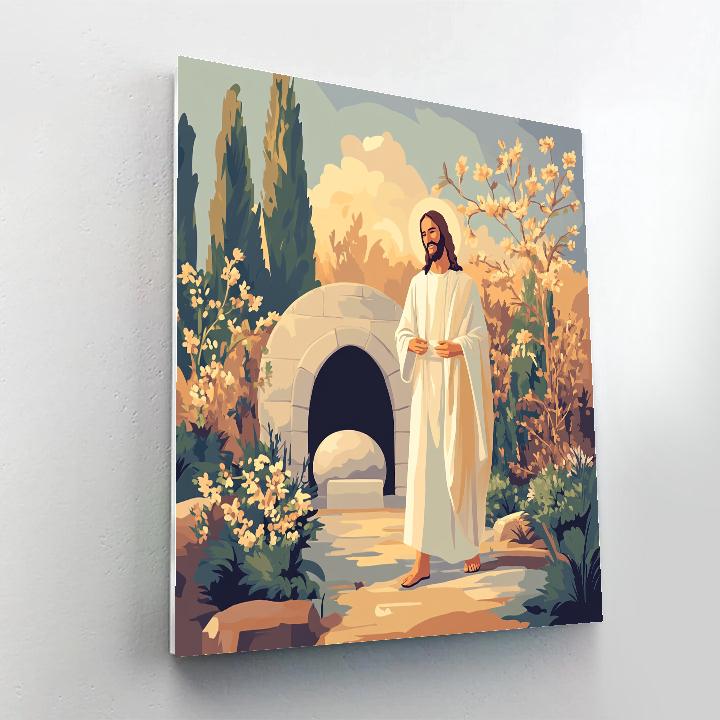 Jesus Resurrection Garden With Dawn Geometry paint by number