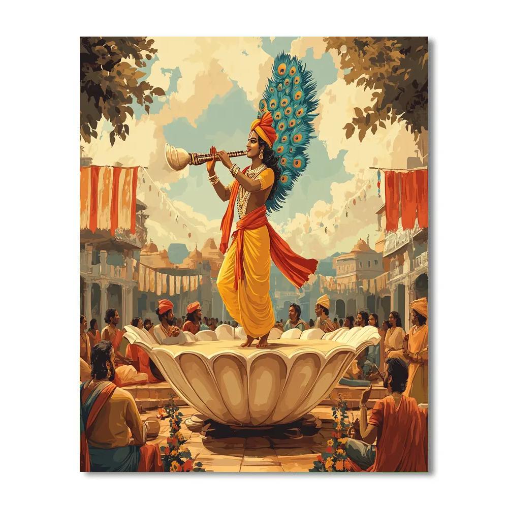 Krishna And The Storytelling Conch Shell Stage paint by number